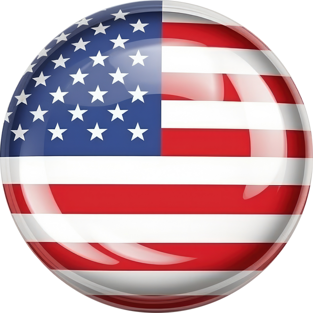 Round pin with United States flag.